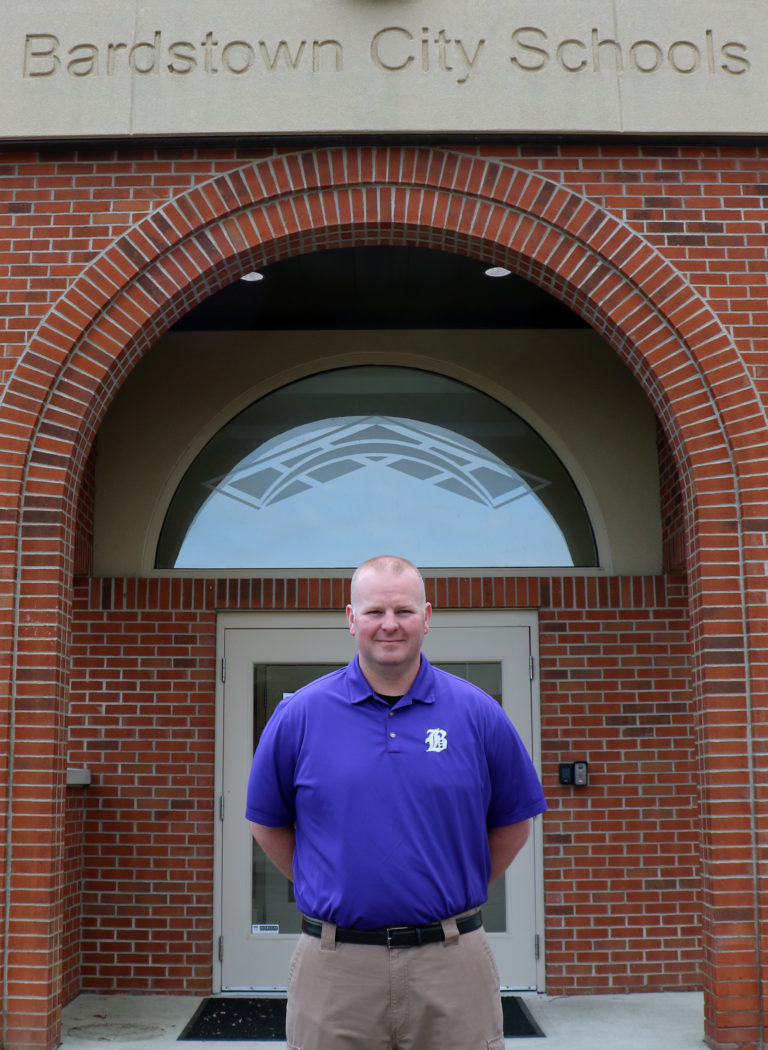 Andrew Riley stands in front the Bardstown City Schools Board of Education Office