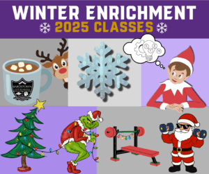 purple square, snowflakes, elf, grinch, and rudolph the red nosed reindeer in a grid.