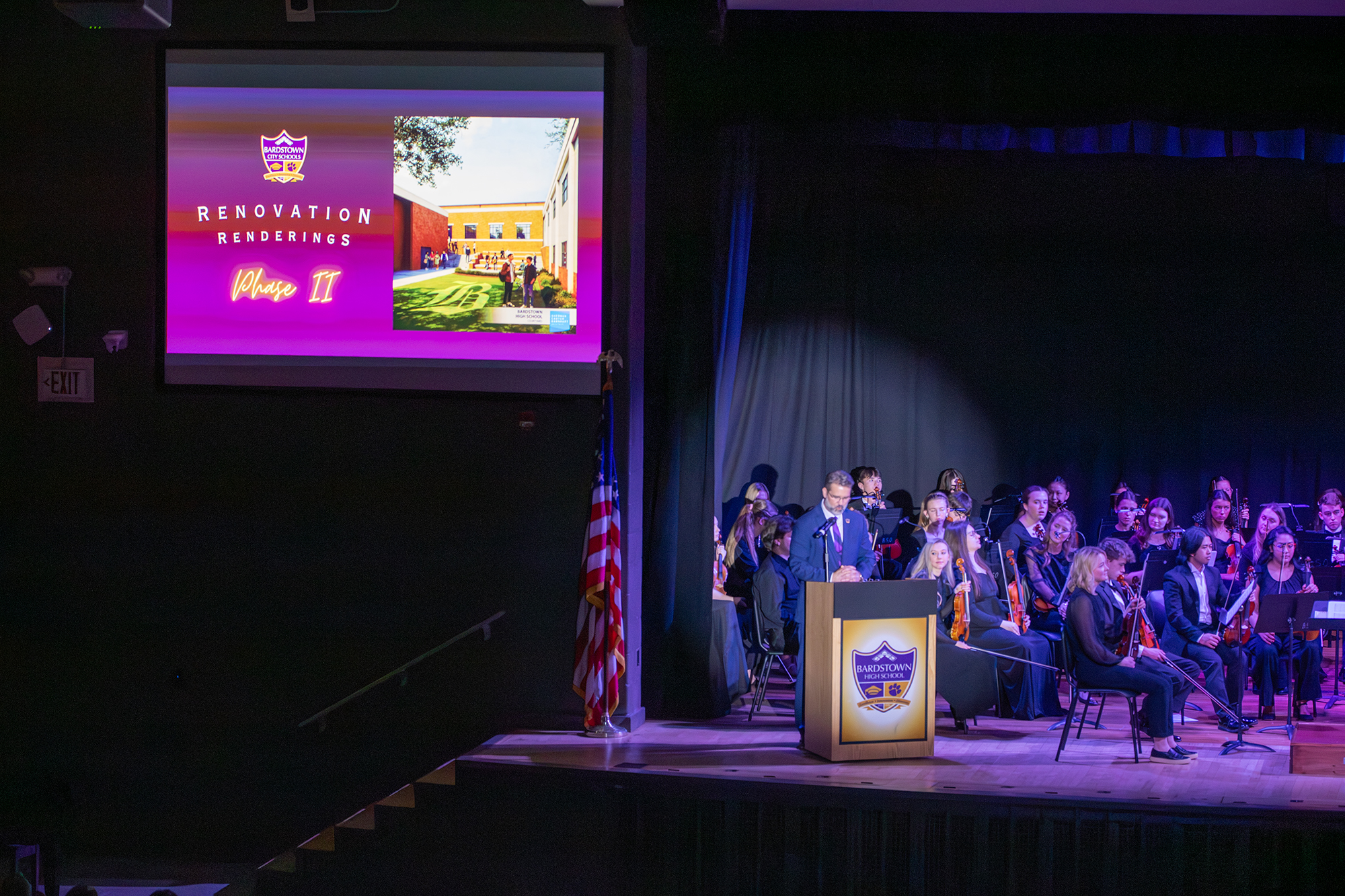 Superintendent Ryan Clark shares renderings of the Smotherman Arts Wing.