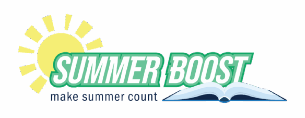 Summer Boost Logo with sun and open book